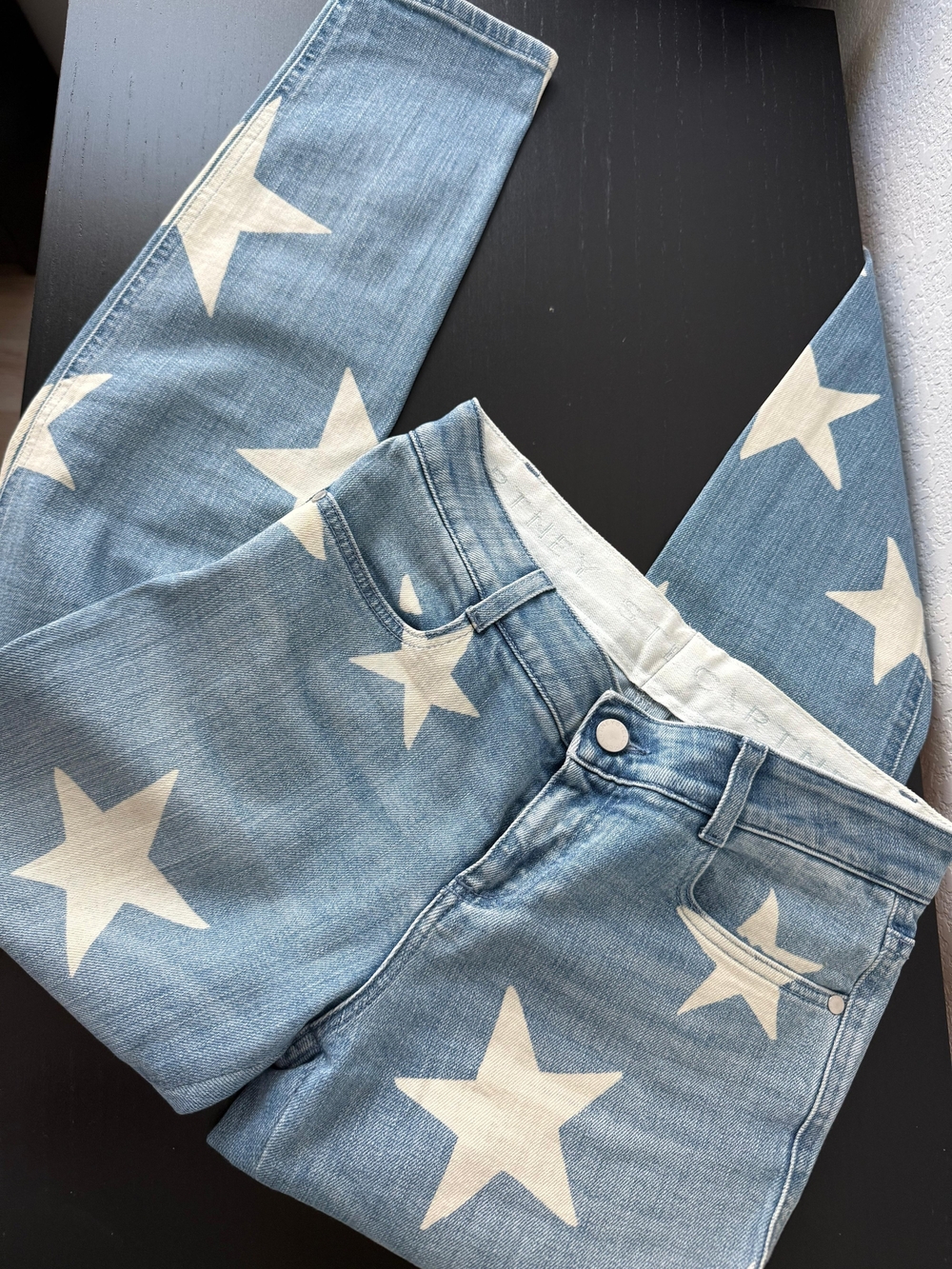 Stella McCartney Light Blue Star-Print Straight Leg Jeans